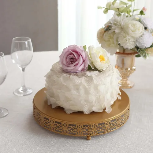 Vista 22 de Efavormart - Paquete de 2 elevadores de plástico transparente de 12 pulgadas con borde dorado para cupcakes y postres, soporte desechable para tartas