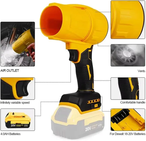 Vista 2 de Soplador de hojas sin escobillas para batería DEWALT de 20 V, soplador de aire de mano inalámbrico de alta velocidad de 990000 RPM, diseño