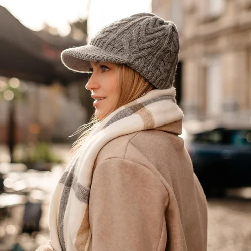 Vista 11 de Comhats - Gorro de 50/100 % lana, con visera, tejido, para el invierno y el clima frío