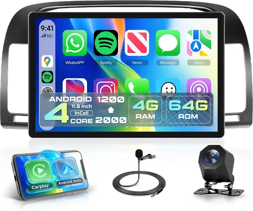 Vista 13 de Radio para Toyota Camry 2000 2001 2002 2003 2004 2005 2006 4 Núcleo 4G+64G Android 15 Estéreo de Coche con Carplay Inalámbrico Android Auto