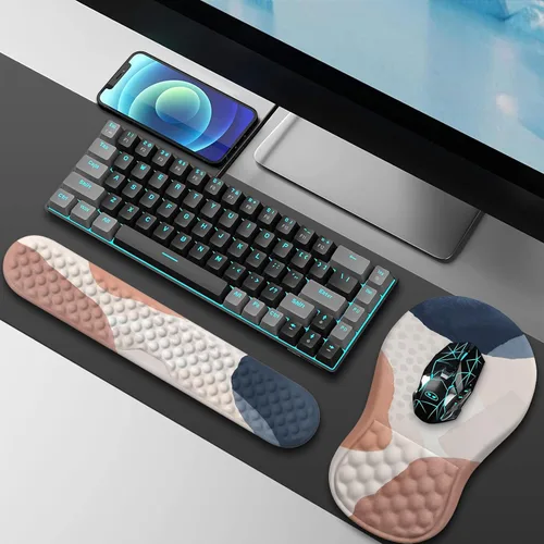 Vista 8 de HAOCOO Alfombrilla de Mouse Ergonómica con Reposamuñecas y Juego de Reposamuñecas para Teclado, Set de 3 Piezas, Alfombrillas de Mouse para Boho