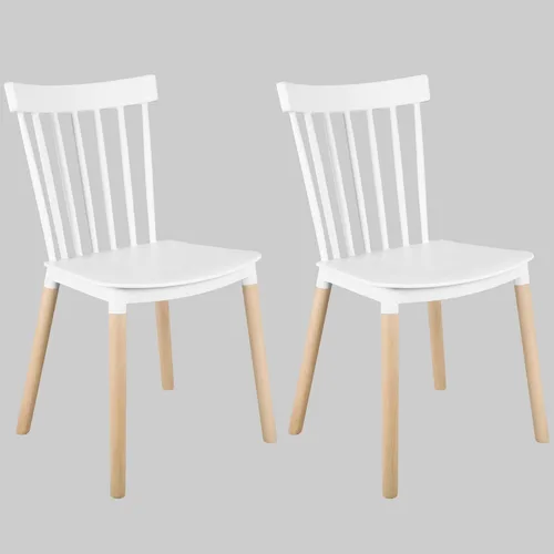 Vista 10 de DSW - Sillas de comedor de plástico modernas sin brazos con patas de madera para estar, dormitorio, cocina, comedor, sala de espera, restaurantes