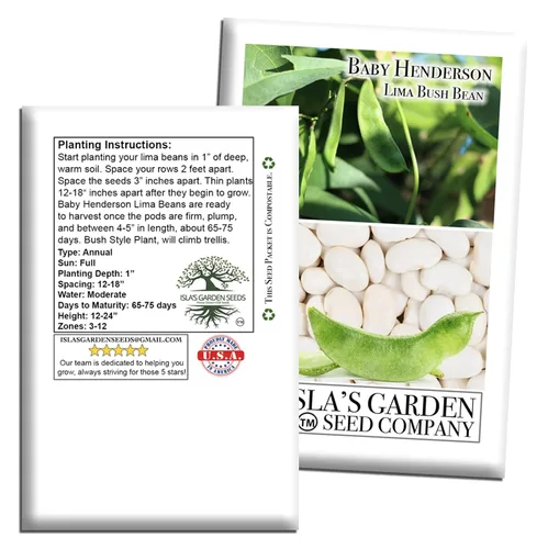 Vista 7 de Baby Henderson - Semillas de frijol Lima para plantar, más de 30 semillas tradicionales por paquete, semillas de jardín de Isla