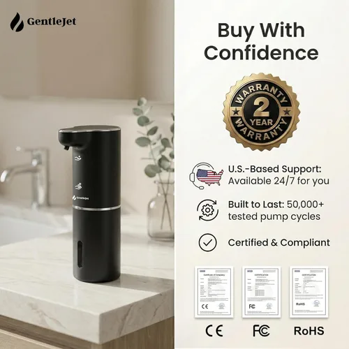 Vista 9 de GentleJet JetFoam - Dispensador automático de jabón de espuma, sensor sin contacto, recargable USB-C, salida ajustable, IPX5 impermeable, 10.1 fl