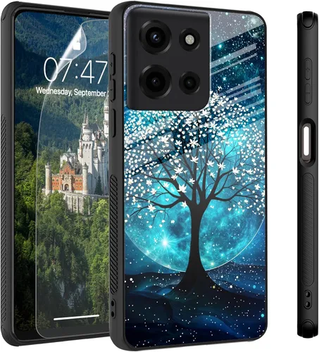 Vista 94 de Funda para Motorola Moto Edge 2022, cubierta trasera de vidrio templado con protector de pantalla, protección a prueba de golpes para Motorola Moto