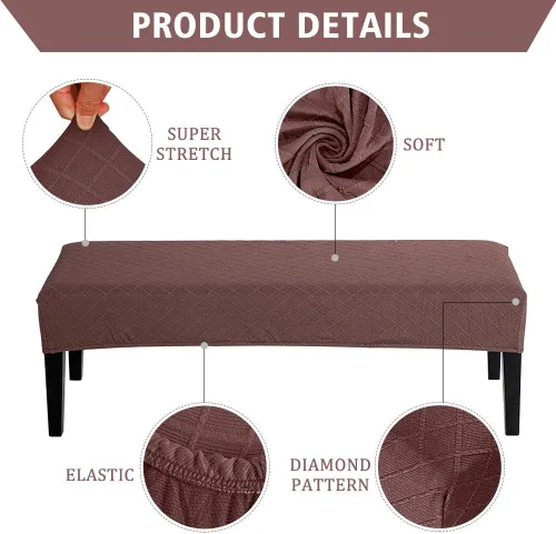 Vista 2 de Balana Fundas de banco de comedor jacquard, funda tapizada de elastano elástica, antipolvo, extraíble, lavable, protector de asiento para sala