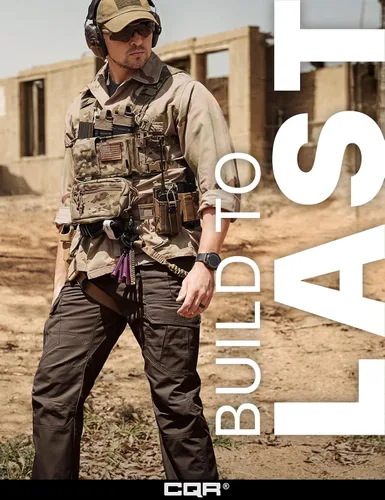 Vista 4 de CQR - Pantalones tácticos tipo cargo para hombre, tejido ripstop, resistentes al agua, ligeros, para uso diario, trabajo, senderismo o exteriores