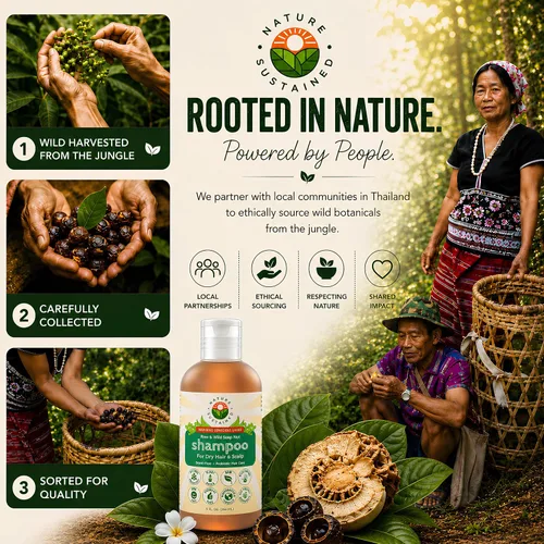 Vista 6 de Nature Sustained Champú Natural para Cabello Seco y Cuero Cabelludo - Orgánico, Crudo y Silvestre con Probióticos, Hipoalergénico, Champú Hidratante
