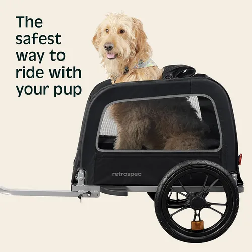 Vista 3 de Retrospec Rover Waggin' - Remolque de bicicleta para mascotas, para perros pequeños y medianos, marco plegable con ruedas de 16 pulgadas