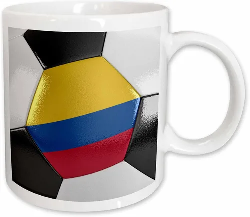 Vista 8 de 3dRose Colombia - Taza de fútbol (11 onzas), color negro