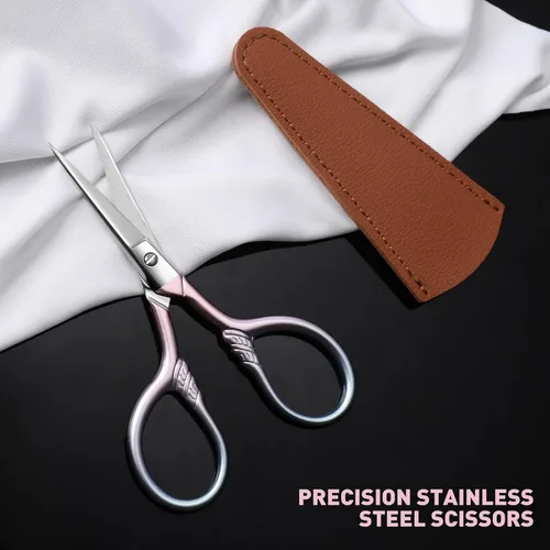 Vista 8 de Cuidado personal Herramientas profesionales de belleza (rosa) Tijeras pequeñas Depilación facial y oído, nariz y cejas, recorte de barba Tijeras