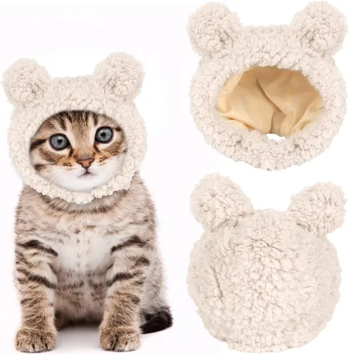 Vista 10 de JOICEE - Lindo disfraz de gato - Cálido sombrero de oso para mascotas pequeñas (color aguacate)