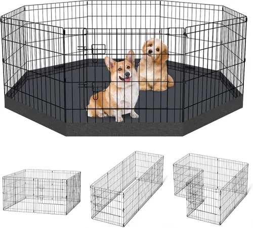 Vista 17 de Artmalle Parque de Juego para Mascotas, Cachorro, 8 Paneles, 24 Pulgadas, para Interior y Exterior, Metal, Plegable, Portátil, Ideal para Mascotas