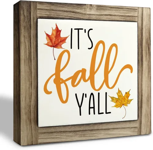 Vista 6 de Letrero de madera de otoño, decoración de otoño, caja de placas de madera, decoración de escritorio, decoración del hogar, letrero de calabaza