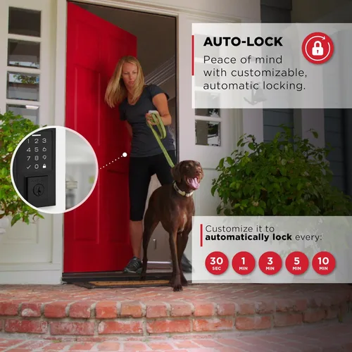 Vista 5 de Kwikset SmartCode 270 - Cerradura de puerta con teclado táctil electrónico sin llave con auto-bloqueo, códigos de usuario personalizados, seguridad