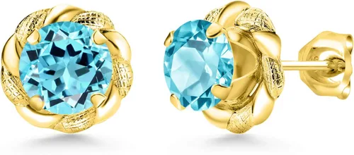 Vista 146 de Gem Stone King Aretes de plata de ley 925 de 0.236 in con piedra natal redonda para mujer