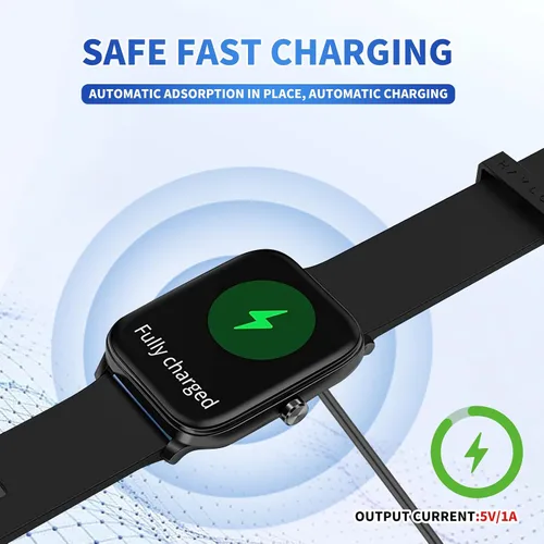 Vista 5 de Cargador magnético Smartwatch 2 Pin 0.157 in USB C Cable Fitness Negro