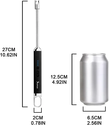 Vista 7 de SUPRUS Encendedor USB recargable de arco eléctrico con interruptor de seguridad, cuello flexible de 360°, parrilla sin llama, encendedores largos
