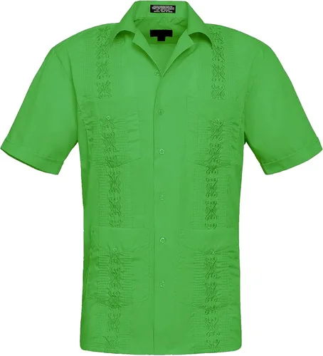 Vista 10 de Camisa cubana plisada ligera y bordada Guayabera para hombre