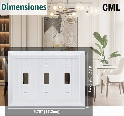 Vista 5 de CML Classic - Placa de pared para interruptor de luz de palanca de 3