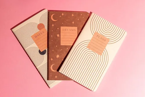 Vista 2 de DesignWorks Ink Juego de 3 cuadernos flexibles individuales - sueños (planes, sueños despiertos, fechas importantes)