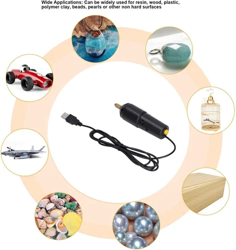 Vista 4 de Mini taladro eléctrico USB micro mini taladro de mano eléctrico de acero de alta velocidad ABS taladros de hierro para la fabricación de joyas