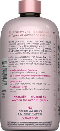 Vista 3 de NeoCell Péptidos de Colágeno Múltiple Líquido 16 fl oz con Biotina Fórmula Nutritiva Avanzada 10 Tipos de Bio-Péptidos Cabello, Piel