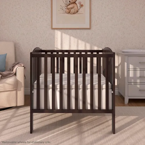 Vista 7 de Dream On Me Mini cuna portátil 2 en 1, cuna de bebé de tamaño no matrimonial para espacios pequeños, 2 alturas de colchón, diseño compacto de viaje