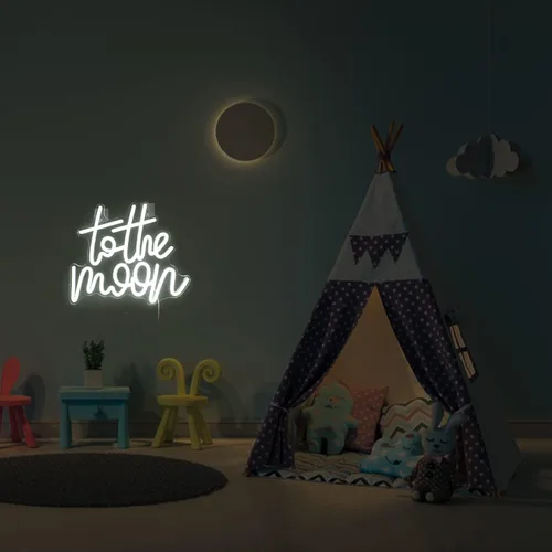 Vista 4 de Looklight Letrero de neón de letras a la luna con luces LED, luces de neón blancas para decoración de pared, luz de conectividad, luna iluminada