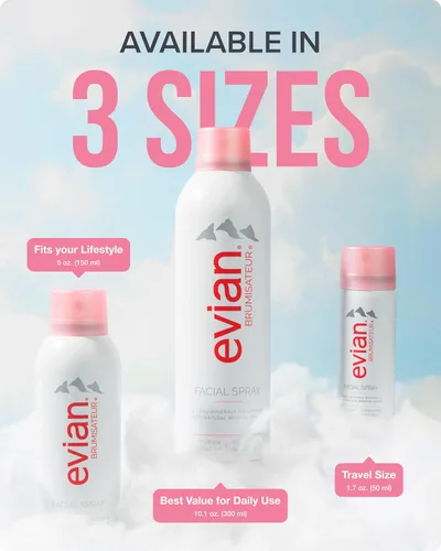 Vista 6 de Evian Facial Spray 1.7 oz - Hydrating Mineral Water Mist for Face & Skin - Refreshes Makeup and Tones Skin - TSA-Approved Mini Facial Spray Set for