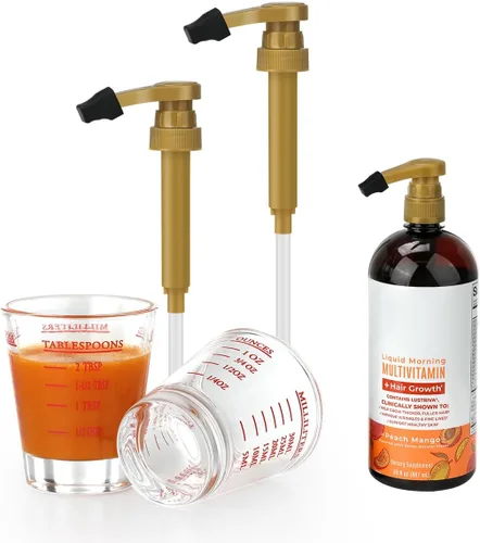 Vista 8 de Aieve Juego de vasos de chupito compatible con el multivitamínico líquido de MaryRuth, botella de 30 onzas líquidas, tazas medidoras con dispensador