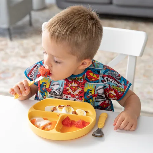 Vista 2 de Bumkins Baberos para bebés y niños pequeños, baberos para niñas y niños, grandes para 1-3 años, babero impermeable de manga corta para niños
