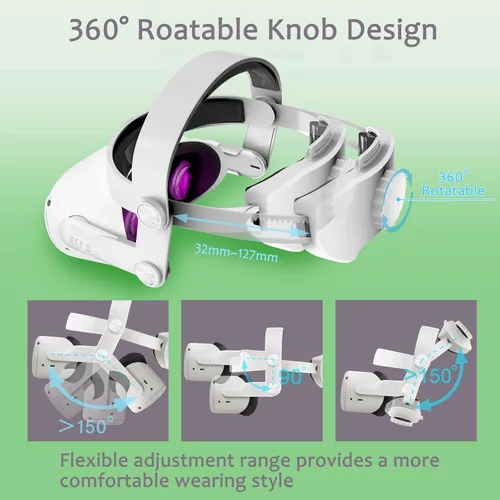 Vista 5 de AMHOGER Head Strap Compatible with Oculus Quest 2, Enhanced Support, Adjustable and Lightweight, Soft Foam and Skin-Friendly PU, Elite VR Strap