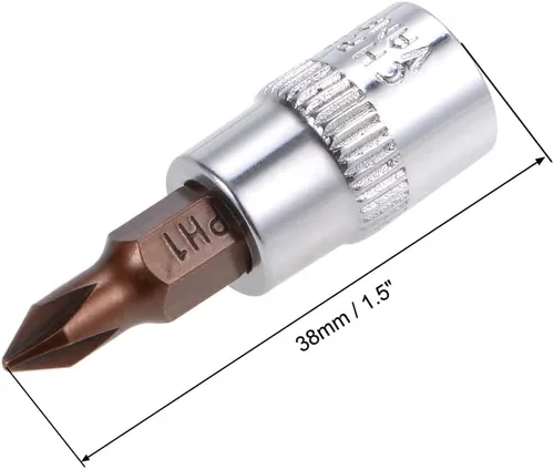 Vista 2 de uxcell 1/4" Drive x PH1 Phillips Bit Socket, S2 Brocas de acero, CR-V Sockets 1.496 in Longitud (solo para uso manual), 2 piezas