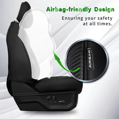 Vista 6 de CoverCenter® Fundas de asiento para Ford F150 2025 2024 2023 2022 2021 2020 2019 2018-2015, Juego completo de fundas de asiento de fibra de carbono