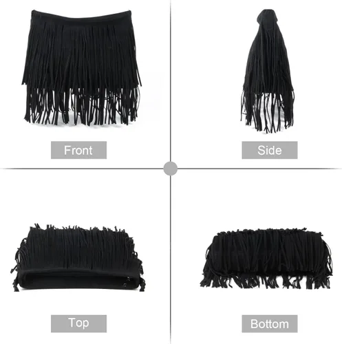 Vista 5 de Fecialy Bolsos cruzados de ante sintético con flecos para mujer, bolso de hombro hippie occidental, bolsa de mensajero, bolsa bandolera