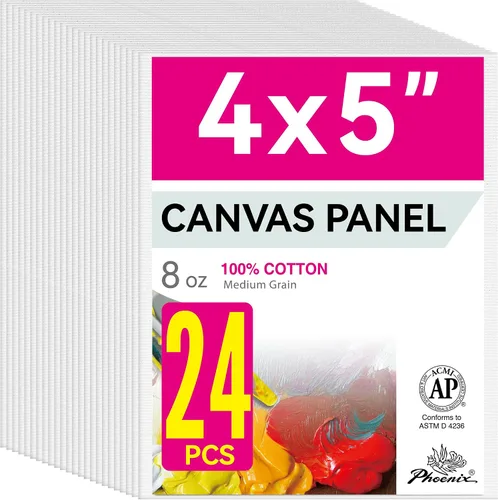 Vista 20 de PHOENIX Paneles de Lienzo Pequeños para Pintura de 3x5 Pulgadas, Paquete de Valor de 12 Unidades - 8 Oz Triple Imprimado 100% Algodón Libre de Ácido