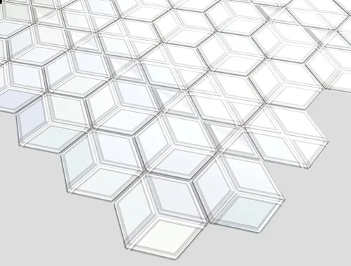 Vista 6 de Retro-Art Paneles de pared 3D, paquete de 6, mosaico antiniebla en azul blanco, PVC, 38 x 25.4 pulgadas, cubre 40.22 pies cuadrados, 315TF