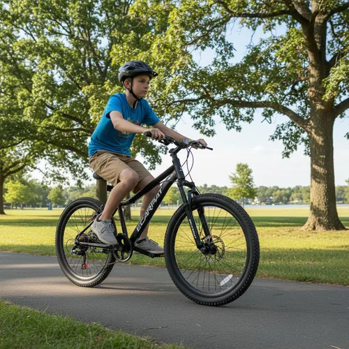 Vista 2 de Ecarpat Bicicleta de montaña para niños de 20/24 pulgadas, bicicleta de montaña de 7 velocidades con suspensión delantera, freno de disco delantero