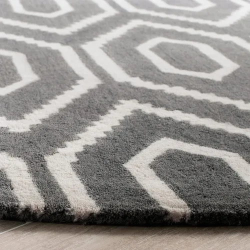 Vista 4 de SAFAVIEH Himalaya Collection - Alfombra decorativa, 2 x 3 pies, gris oscuro y marfil, lana hecha a mano, ideal para zonas de alto tráfico