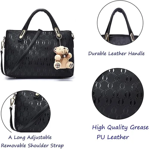 Vista 5 de FiveloveTwo. Bolso de mano para mujer, 4 piezas, con asa superior, bolsa de hombro, soporte para tarjetas