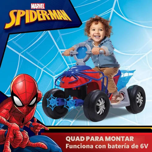 Vista 3 de Kid Trax - Cuatriciclo de juguete premium para montar con diseño de Spider-Man de Marvel para niños pequeños de 18 a 30 meses y con un peso máximo