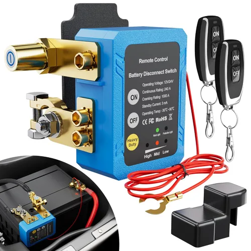 Vista 8 de RVBOATPAT Interruptor de apagado 12V 240A Interruptor de desconexión de batería remota Interruptor automático de apagado de energía Interruptores
