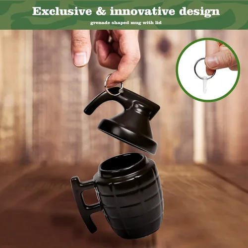Vista 3 de Taza de té de café de cerámica de moda, taza especial fresca 3D, diseño de granada fresca, taza de té duradera, tazas atractivas, regalos de Negro