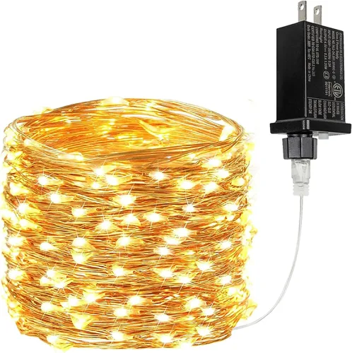 Vista 34 de Guirnalda de luces LED enchufables de 33 pies, impermeable, para exteriores e interiores, 8 modos con temporizador, luz de Navidad, decoración