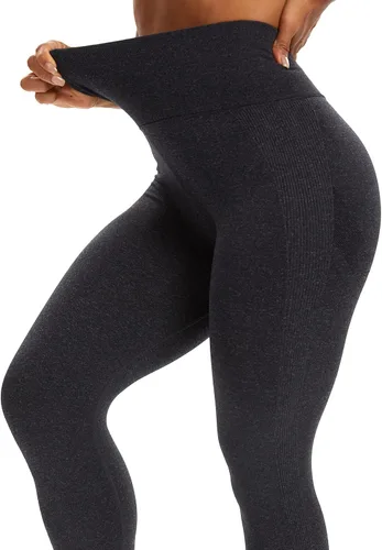 Vista 7 de SEASUM, Leggings de cintura alta con contorno de sonrisa, sin costuras, para entrenamiento, gimnasio, Yoga. Pantalones deportivos