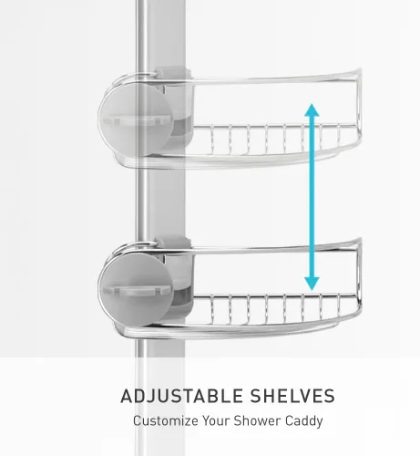Vista 3 de simplehuman Carrito de ducha de poste de tensión de 8', acero inoxidable y aluminio anodizado