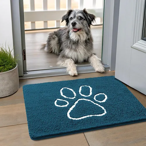 Vista 213 de Smiry Tapete para puerta de perro para patas fangosas, absorbente y Gris y negro