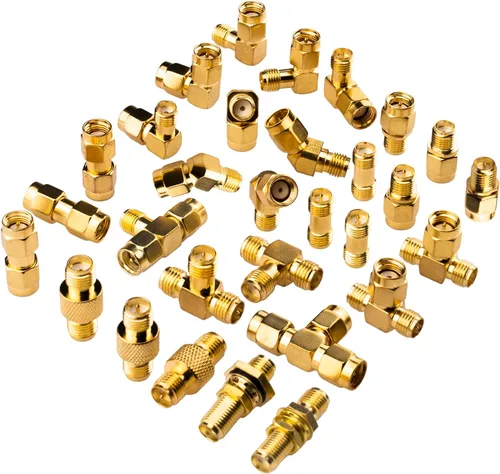 Vista 4 de Cable de antena SMA macho a RPSMA hembra RF adaptador coaxial convertidor paquete de 2 para cable de extensión coaxial WiFi Gold Plated 2PCS SMA