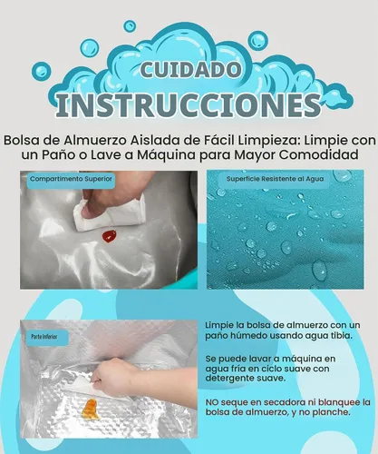 Vista 7 de SUNNY BIRD Lonchera con doble compartimento aislada para mujeres y hombres (azul aguamarina 01)